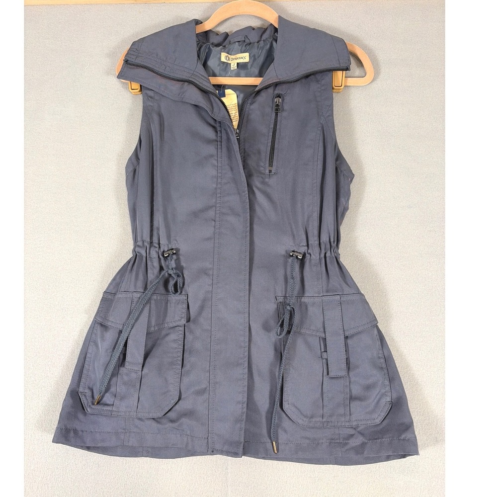 Democracy Womens Utility Vest Shadow Grey Lyocell Lace Up Back B99752PEX Size S